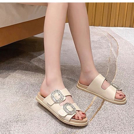 Bijou Buckle Flat Sandals