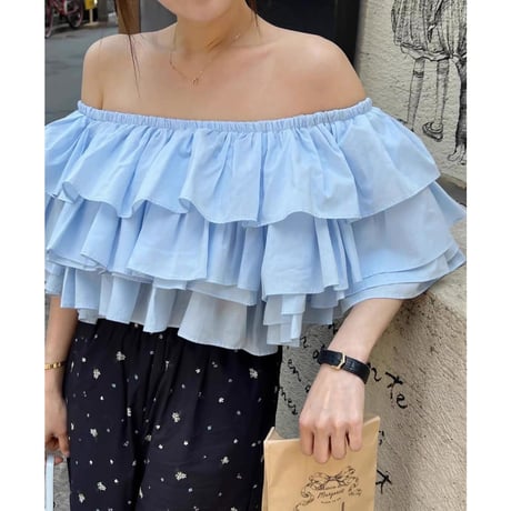 Airy Layered Frill Off-Shoulder Blouse