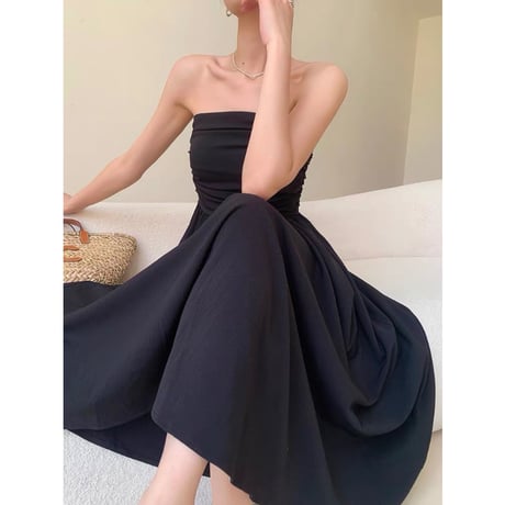 Drape Gathered Bandeau Dress