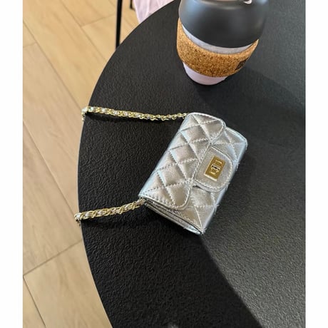 Shiny Quilted Chain Mini Bag
