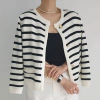 ladyボーダーカーディガン
