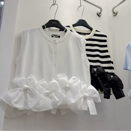 Ribbon Hem Knit Vest