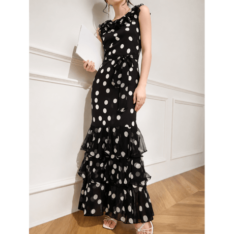 Noir Dot Mermaid Dress