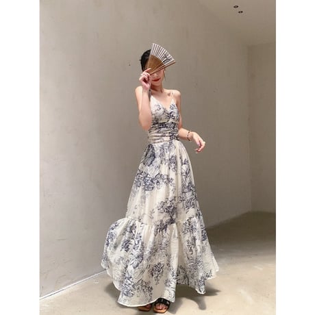 フラワープリントキャミワンピース