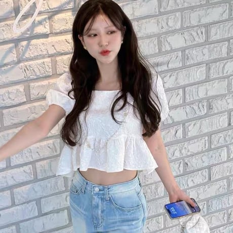Textured Puff Sleeve Peplum Top
