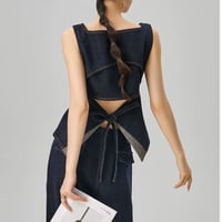 Back Ribbon Denim Set-up