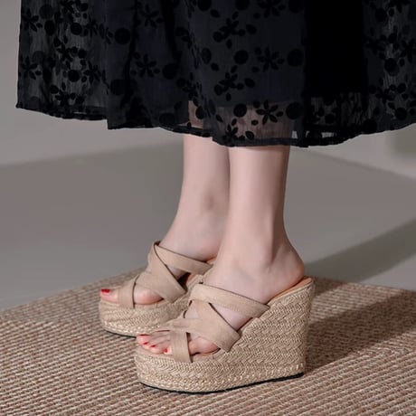 Cross Strap Wedge Sandal