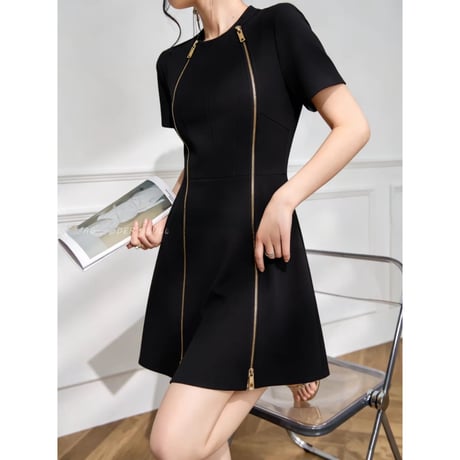 Gold Line Peplum Mini Dress