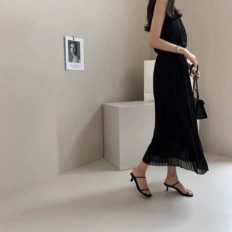 Pleated Chiffon Maxi Dress