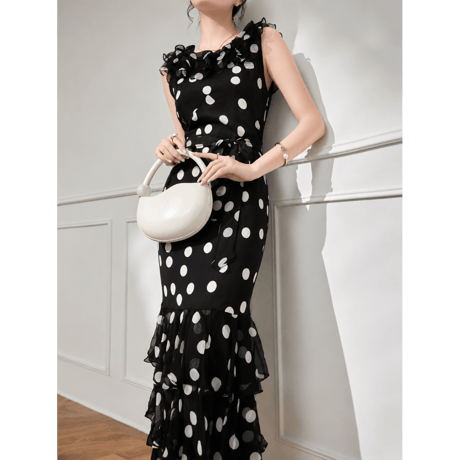 Noir Dot Mermaid Dress