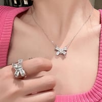 リボンモチーフネックレス　リング