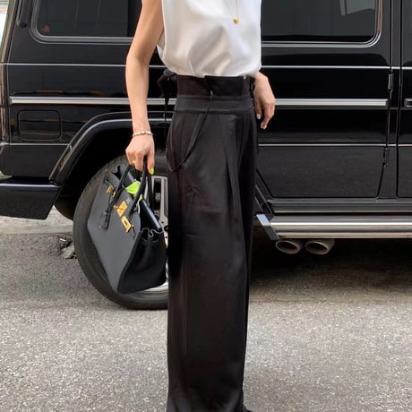 Classic Pattern Suspender Wide Pants