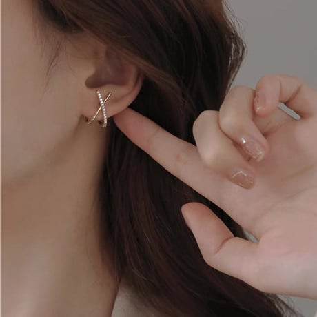 クロスストーンピアス
