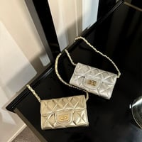 Shiny Quilted Chain Mini Bag
