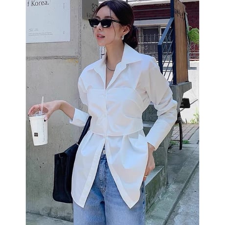 Back Ribbon Waist Shape Shirt