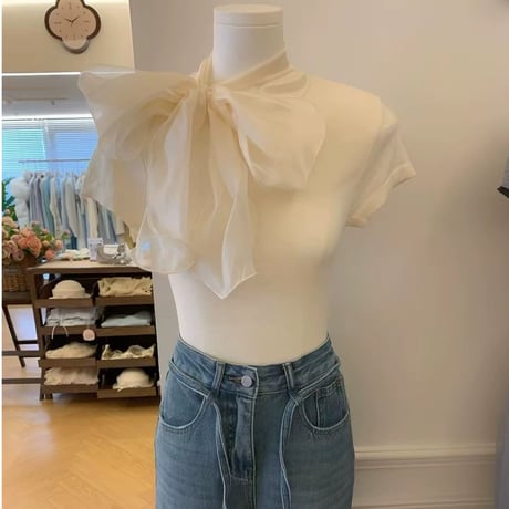 シフォンリボントップス
