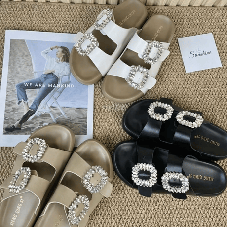 3color Bijou Double Strap Sandal