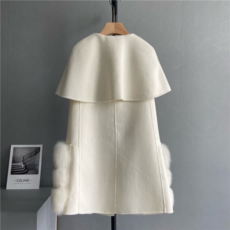 再販！Foxファーwoolケープ