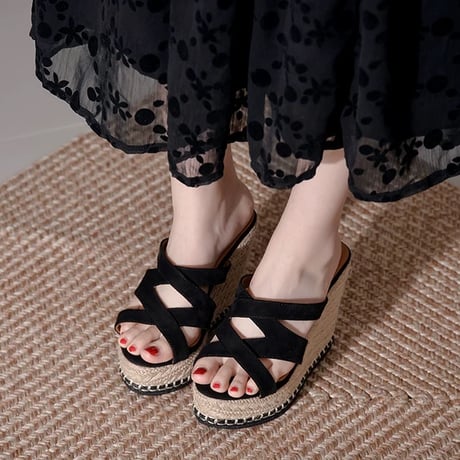 Cross Strap Wedge Sandal