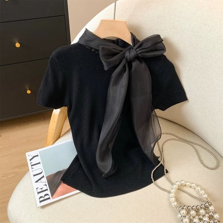 シフォンリボントップス