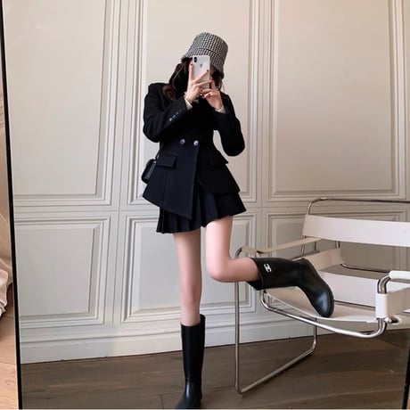 変形ジャケット+プリーツスカートSET