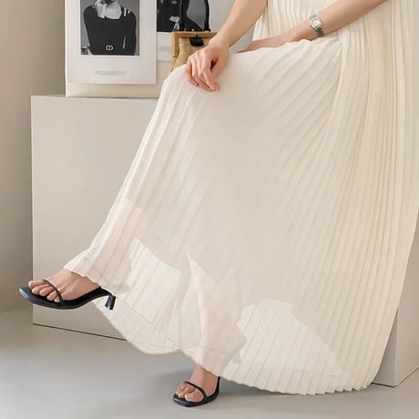 Pleated Chiffon Maxi Dress