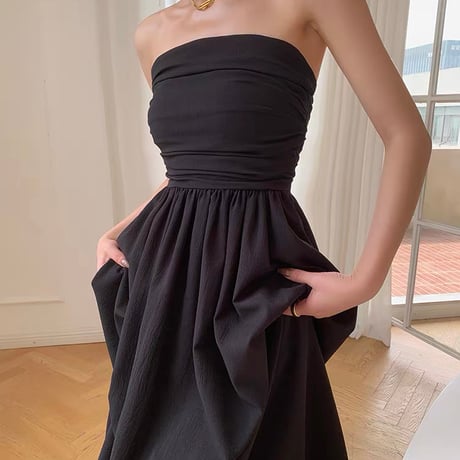Drape Gathered Bandeau Dress