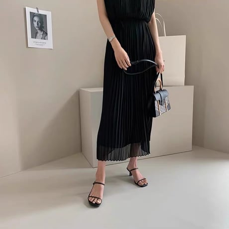 Pleated Chiffon Maxi Dress