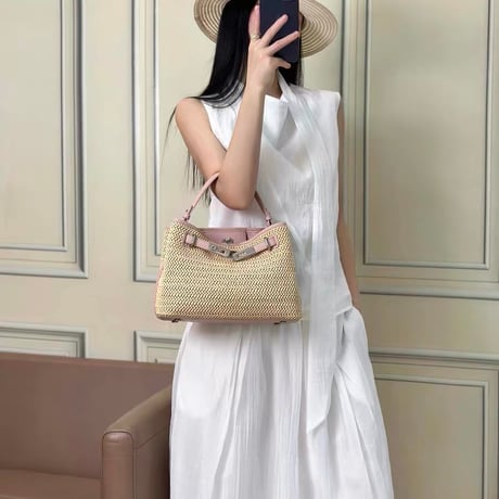 Rattan Belt Accent Tote Bag
