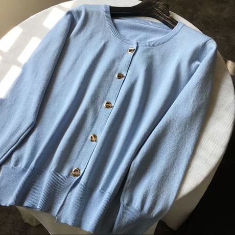 4colorバックル釦カーディガン