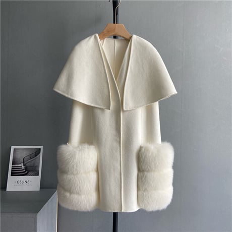 再販！Foxファーwoolケープ