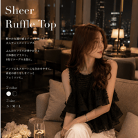 【black即納】Sheer Ruffle Top