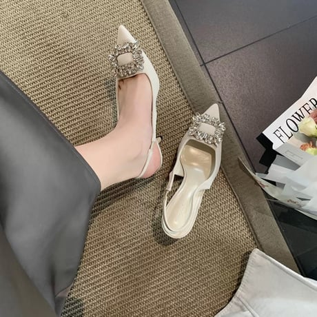 5colorスクエアビジューパンプス