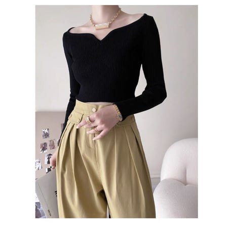 Nuance Neck Rib Knit Top