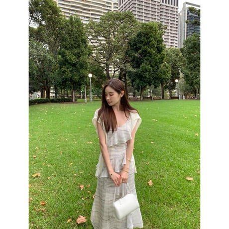 レトロチェックロングワンピース