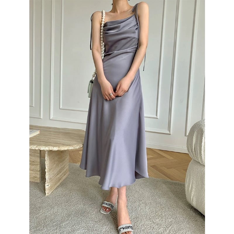 ERADIE ショルダーリボンサテンドレープワンピース Shoulder Ribbon Satin Drape one piece ショルダーリボンサテン