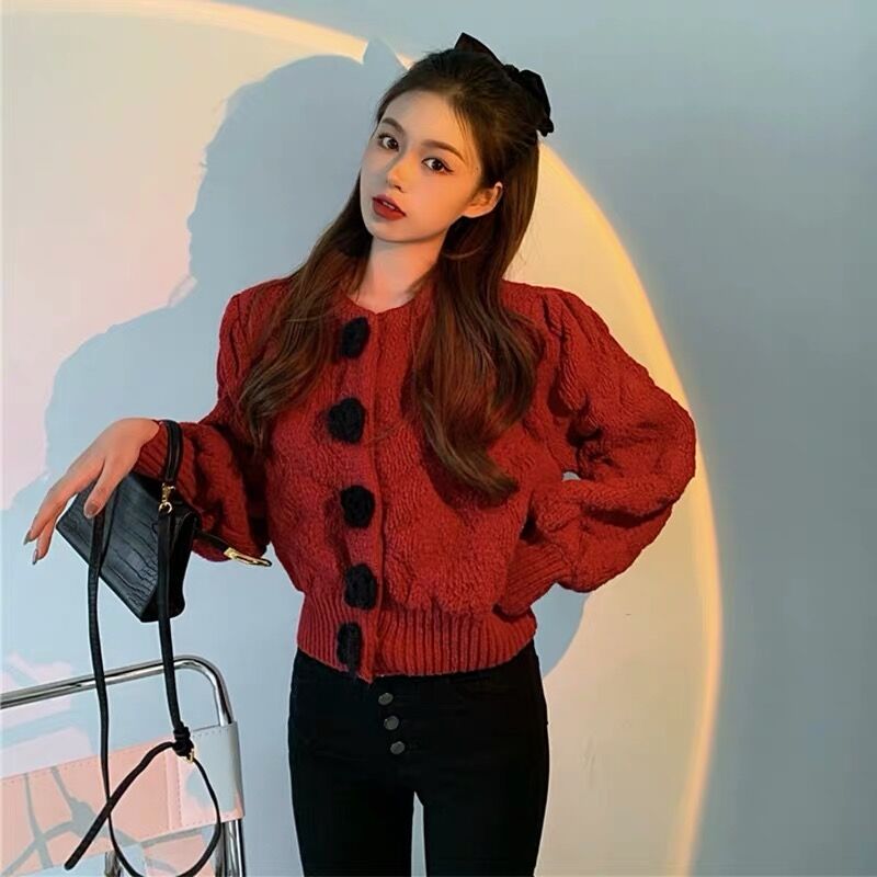 立体フラワーニットカーディガン | Daisy 