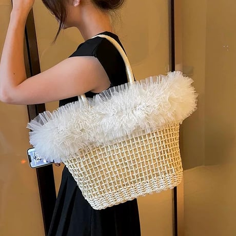2color tulleバスケットbag