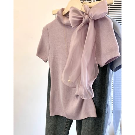 シフォンリボントップス