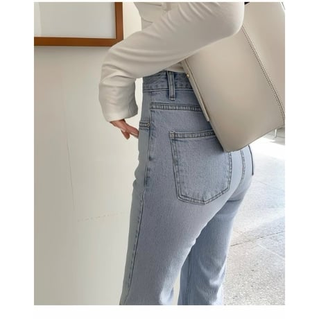 Soft Blue High-Waist Flare Denim