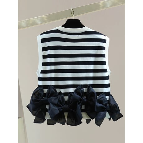 Ribbon Hem Knit Vest