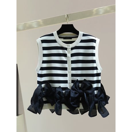 Ribbon Hem Knit Vest