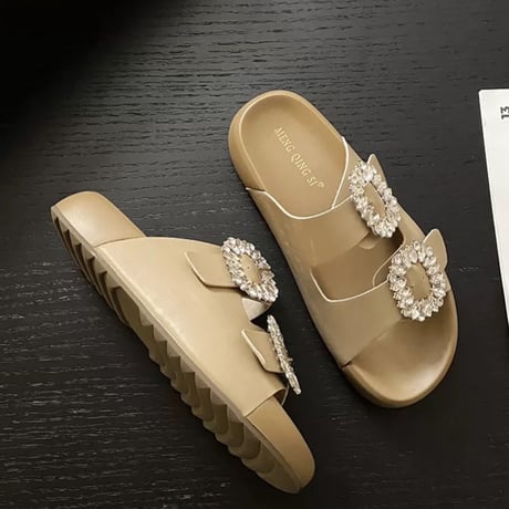 3color Bijou Double Strap Sandal