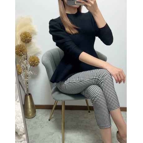 gingham high-waistpants