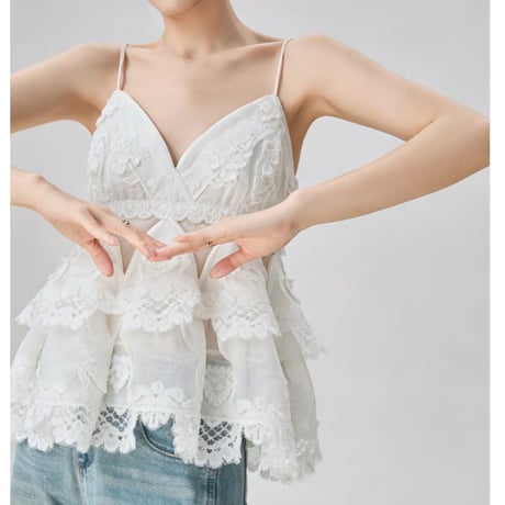 Lace Tiered Peplum Cami Blouse