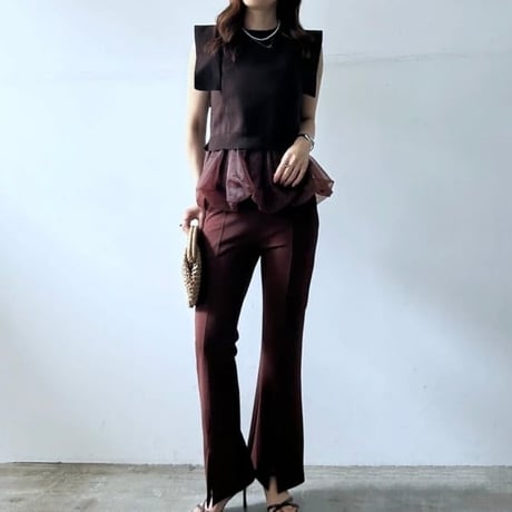 Airy Peplum Layered Knit Set