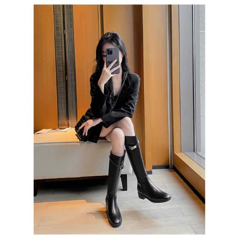 新品未使用ESCARLATA とう バックジップロングブーツ38 定価39000円 