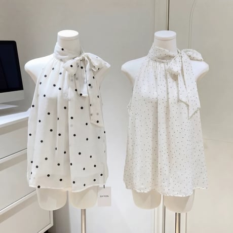 Dot Ribbon Airy Blouse