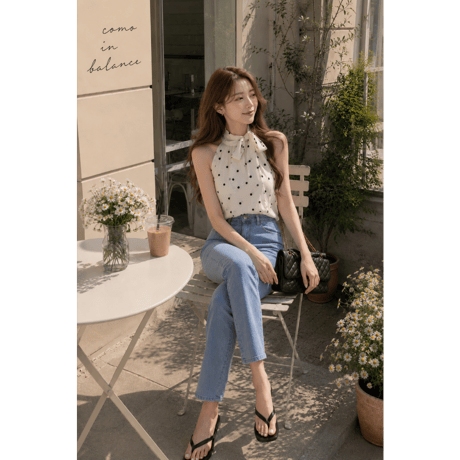 Dot Ribbon Airy Blouse