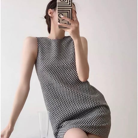 Monochrome Check Mini Dress